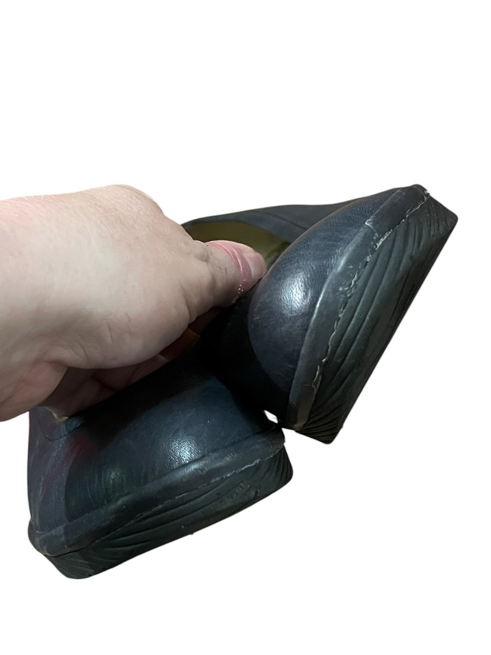 Fly London navy blue leather closed toe wedge pumps - Picture 4 of 9
